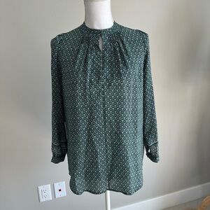 Madewell silk green print popover memory tunic blouse small bandana floral